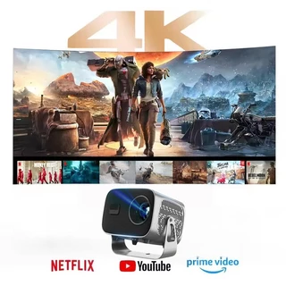 โปรเจ็กเตอร์ความละเอียดสูง 4K, ความละเอียด 1080P, โปรเจ็กเตอร์ขนาดเล็กพกพาสะดวก, ระบบ Android 13.0, มีแอปพลิเคชัน Netflix, YouTube และอื่นๆ ในตัว สามารถเชื่อมต่อกับคอมพิวเตอร์/โทรศัพท์มือถือได้