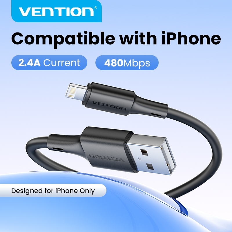 Vention Lightning Cable Anti-Break Fast Charging ทนทาน USB to Lightning Connector สําหรับอุปกรณ์ Apple iPhone/iPad