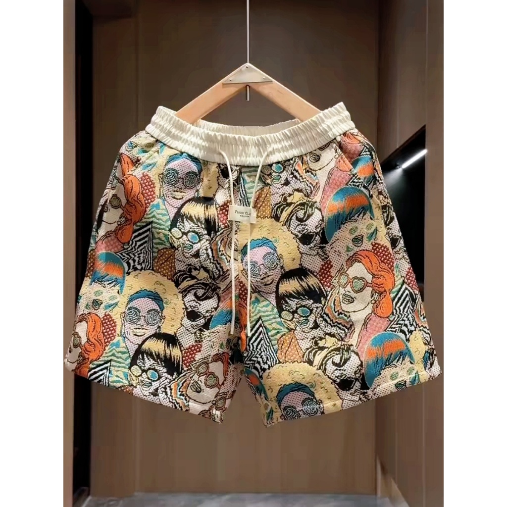 เทาเบอร์สตาร์ กางเกงขาสั้นพิมพ์ลายการ์ตูนแฟชั่นผู้ชายชุดลําลอง