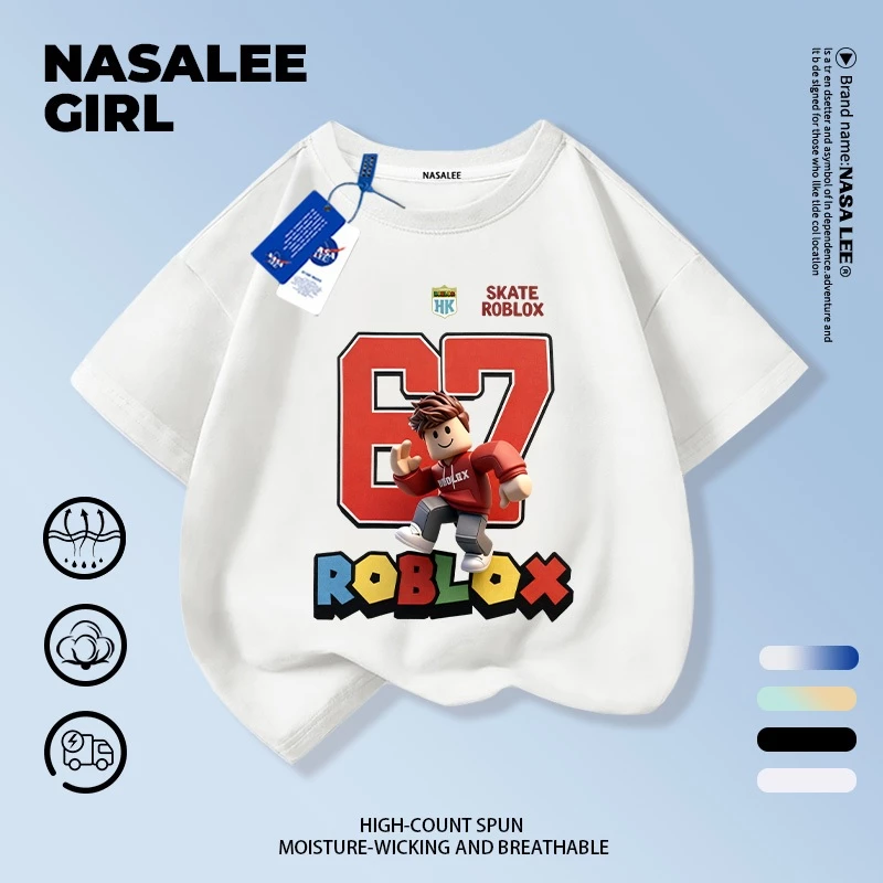 เสื้อยืดผ้าฝ้ายเด็ก NASA ลาย sixseven ทรงหลวม thumbnail 3