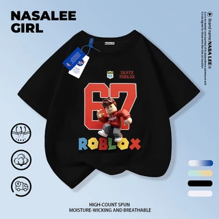 【จัดส่งจากกรุงเทพ】เสื้อยืดผ้าฝ้ายสีดำ NASA สำหรับเด็ก ลาย sixseven ตุ๊กตาบล็อก สไตล์อเมริกันสุดเท่ เหมาะสำหรับเด็กอายุ 3-16 ปี ทรงหลวม แขนสั้น ใส่สบายสำหรับเปิดเทอม