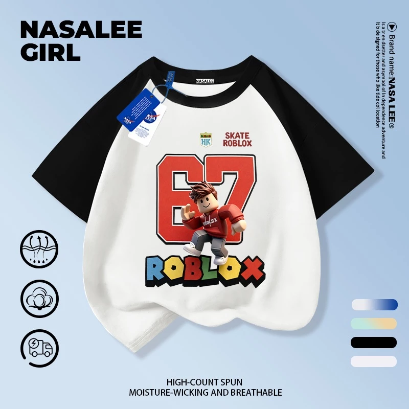 เสื้อยืดผ้าฝ้ายเด็ก NASA ลาย sixseven ทรงหลวม thumbnail 5
