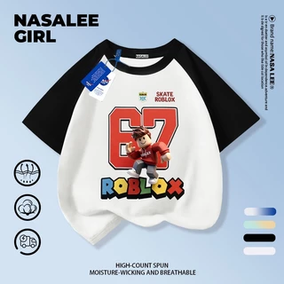 【จัดส่งจากกรุงเทพ】เสื้อยืดผ้าฝ้ายสีดำ NASA สำหรับเด็ก ลาย sixseven ตุ๊กตาบล็อก สไตล์อเมริกันสุดเท่ เหมาะสำหรับเด็กอายุ 3-16 ปี ทรงหลวม แขนสั้น ใส่สบายสำหรับเปิดเทอม