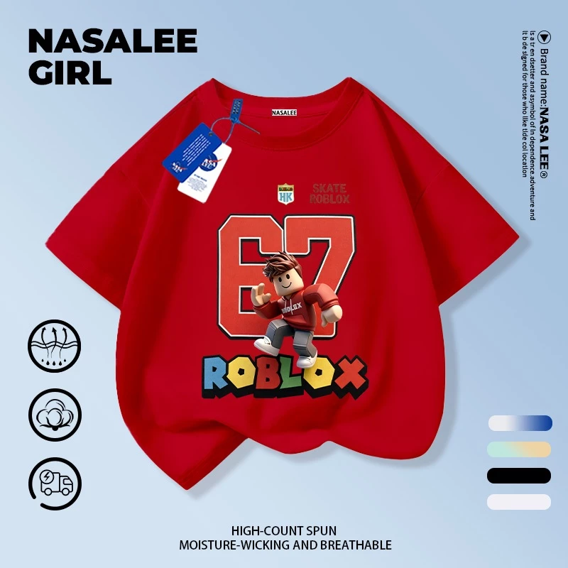 เสื้อยืดผ้าฝ้ายเด็ก NASA ลาย sixseven ทรงหลวม thumbnail 6