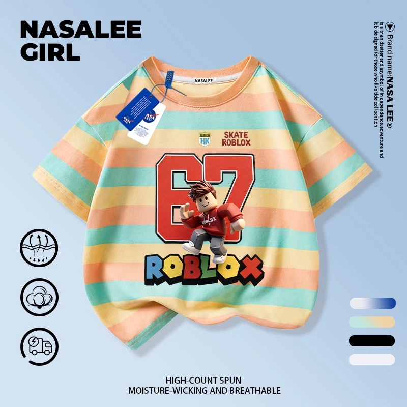 เสื้อยืดผ้าฝ้ายเด็ก NASA ลาย sixseven ทรงหลวม thumbnail 7