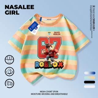 【จัดส่งจากกรุงเทพ】เสื้อยืดผ้าฝ้ายสีดำ NASA สำหรับเด็ก ลาย sixseven ตุ๊กตาบล็อก สไตล์อเมริกันสุดเท่ เหมาะสำหรับเด็กอายุ 3-16 ปี ทรงหลวม แขนสั้น ใส่สบายสำหรับเปิดเทอม