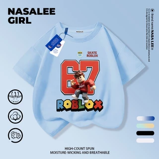 【จัดส่งจากกรุงเทพ】เสื้อยืดผ้าฝ้ายสีดำ NASA สำหรับเด็ก ลาย sixseven ตุ๊กตาบล็อก สไตล์อเมริกันสุดเท่ เหมาะสำหรับเด็กอายุ 3-16 ปี ทรงหลวม แขนสั้น ใส่สบายสำหรับเปิดเทอม