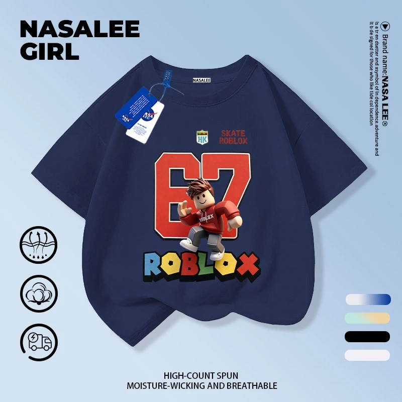 เสื้อยืดผ้าฝ้ายเด็ก NASA ลาย sixseven ทรงหลวม thumbnail 4