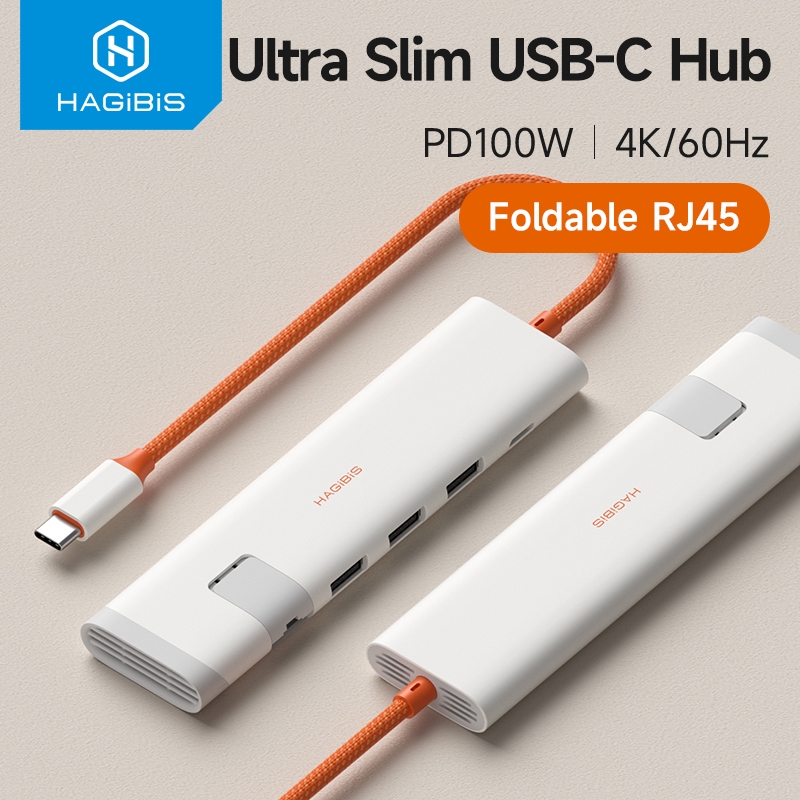 Hagibis USB C Hub Multiport USB C Splitter 4K HDMI RJ45 การกระจายความร้อน Docking Station สําหรับ Ma