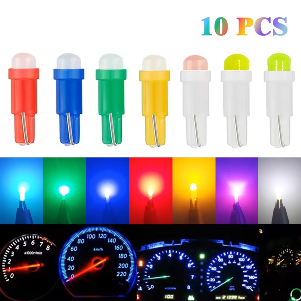 10PCS 12V T5 LED COB เครื่องมือรถยนต์หลอดไฟภายในรถแดชบอร์ดแผงไฟพลังงานต่ําไฟภายในรถ