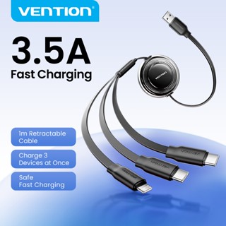 Vention 3-in-1 Retractable Cable USB A+Type-C+Lightning 3.5A…