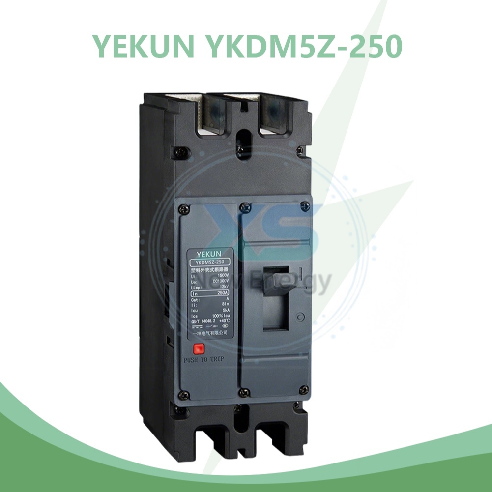 CODYEKUN YKDM5Z-250 DC แรงดันไฟฟ้าสูง Moulded Case Circuit Breaker 2P/3P 180A-250A DC1000V/1500V