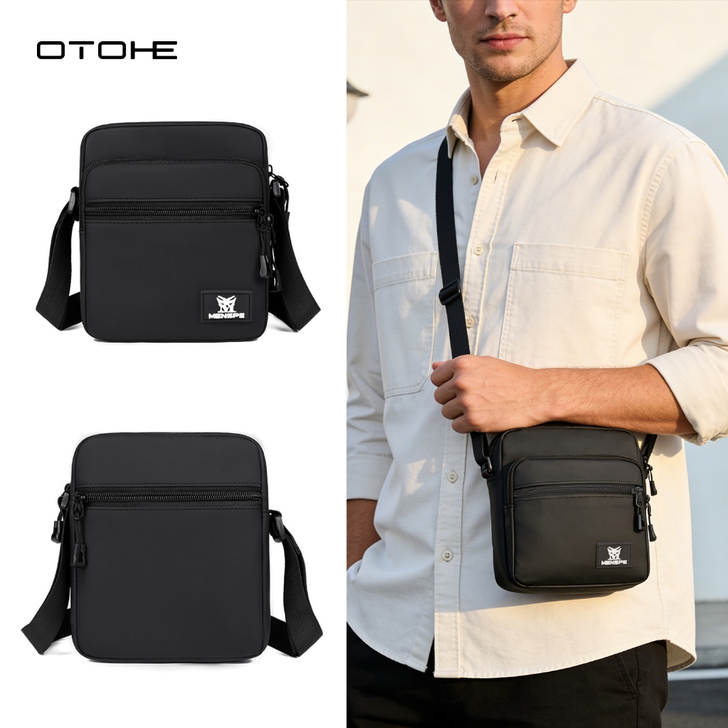 OTOHE กระเป๋าสะพายชาย Casual Cross Body กระเป๋ากระเป๋ากระเป๋า Casual กันน้ํา PU หนัง Casual Sport Street กระเป๋า
