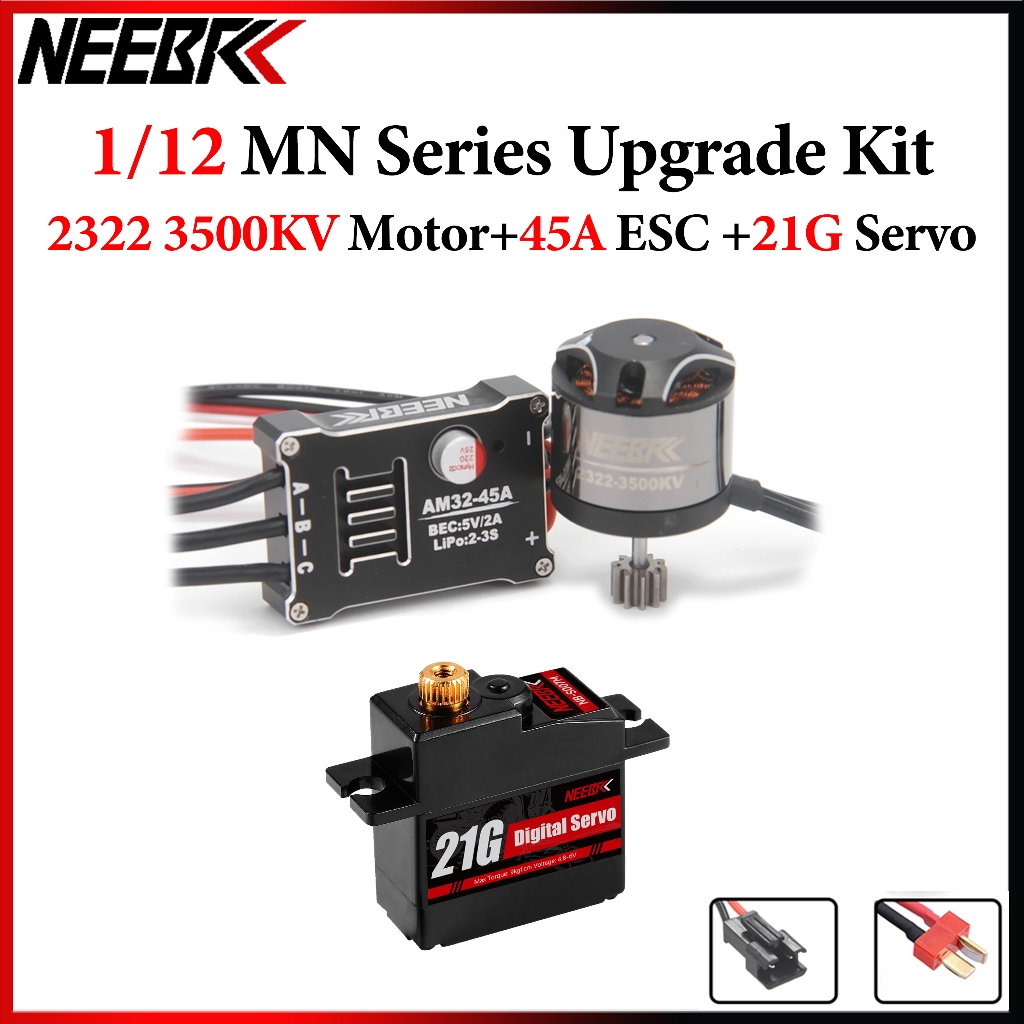 NEEBRC 2322 3500KV มอเตอร์ไร้แปรง AM32 45A ESC SM3.0 ปลั๊ก/T ปลั๊ก 21G Servo สําหรับ 1/12 RC รถ Craw