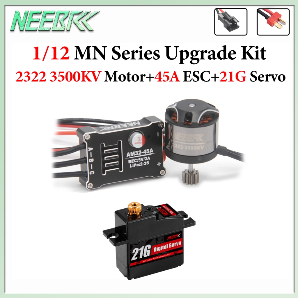NEEBRC 2322 3500KV มอเตอร์ไร้แปรง AM32 45A ESC SM3.0 ปลั๊ก/T ปลั๊ก 21G Servo สําหรับ 1/12 RC รถ Craw