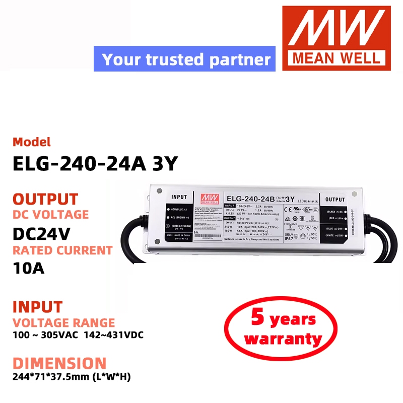MEAN WELL ELG-240-24A ELG-240-48A 3Y DC24V 10A Switching Power Supply Meanwell DC power LED driver p
