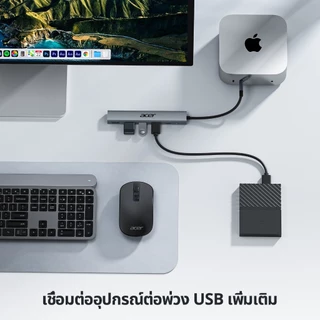 Acer 5 in 1 Type-C Hub 4K HDMI usb hub sdcard reader 100W Multiport Adapter สําหรับ MacBook Pro/Air, iPad Pro, iMac, iPhone 15 Pro/Pro Max, XPS UC503