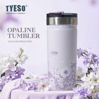 TYESO Lavender Floral Insulated Tumbler สแตนเลสถ้วยสูญญากาศพร้อมฟาง 24H เย็น 12H ร้อน