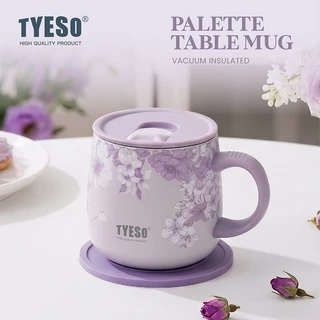 TYESO Lavender Floral Insulated Tumbler สแตนเลสถ้วยสูญญากาศพร้อมฟาง 24H เย็น 12H ร้อน