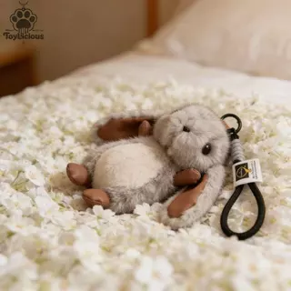 ตุ๊กตาตุ๊กตากระต่ายหู Lop-Eared จําลอง | น่ารักสนุกกระเป๋าจี้น่ารักตุ๊กตาพวงกุญแจฤดูใบไม้ผลิใหม่น่ารักสัตว์เลี้ยงจี้