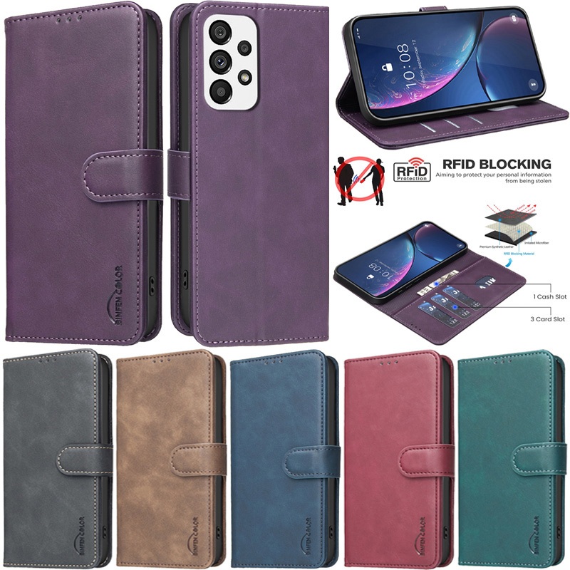 Deluxe สําหรับ Samsung Galaxy A53 A52S A54 A34 A33 A32 A22 A73 A72 A23 A14 A13 A12 A23 A52 5G A03S A02S M13 4G Retro กระเป๋าสตางค์หนังป้องกันช่องใส่การ์ดปลอกหนัง