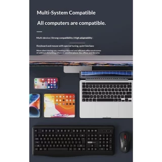 Lenovo KN230 2.4G คีย์บอร์ดและเมาส์ไร้สาย Combo ปุ่มเงียบบางเฉียบกันน้ํากันฝุ่น Ergonomic Optical Mouse ชุดสําหรับ Windows PC แล็ปท็อป Office Home