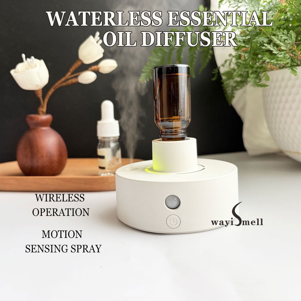 Wayisell ไร้สายแบบพกพา Essential Oil Diffuser Waterless Nabulizer น้ําหอมสําหรับรถยนต์ Home Office Sensor สเปรย์ 4 ระดับโหมดอัตโนมัติบริสุทธิ์ Air