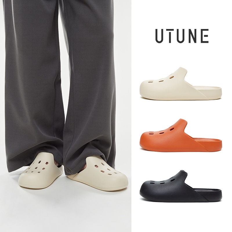 UTUNE รองเท้า EVA ทรงมิวล์ แบบเจาะรู ใส่ง่าย น้ำหนักเบา พื้นนุ่ม กันลื่น ใส่สบาย ยูนิเซ็กส์ แฟชั่น ใส่นอกบ้านและในบ้าน