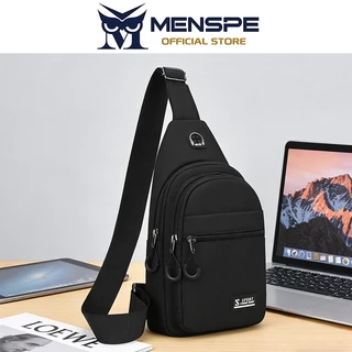 MENSPE กระเป๋าคาดหน้าอกผู้ชายกันน้ําหลายช่องกระเป๋าเดินทางกลางแจ้งกระเป๋าสะพายไหล่หูฟังดีไซน์รู