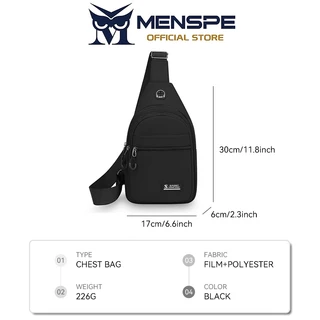 MENSPE กระเป๋าคาดหน้าอกผู้ชายกันน้ําหลายช่องกระเป๋าเดินทางกลางแจ้งกระเป๋าสะพายไหล่หูฟังดีไซน์รู