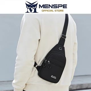 MENSPE กระเป๋าคาดหน้าอกผู้ชายกันน้ําหลายช่องกระเป๋าเดินทางกลางแจ้งกระเป๋าสะพายไหล่หูฟังดีไซน์รู