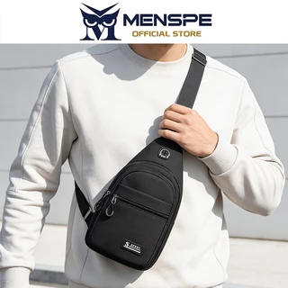 MENSPE กระเป๋าคาดหน้าอกผู้ชายกันน้ําหลายช่องกระเป๋าเดินทางกลางแจ้งกระเป๋าสะพายไหล่หูฟังดีไซน์รู