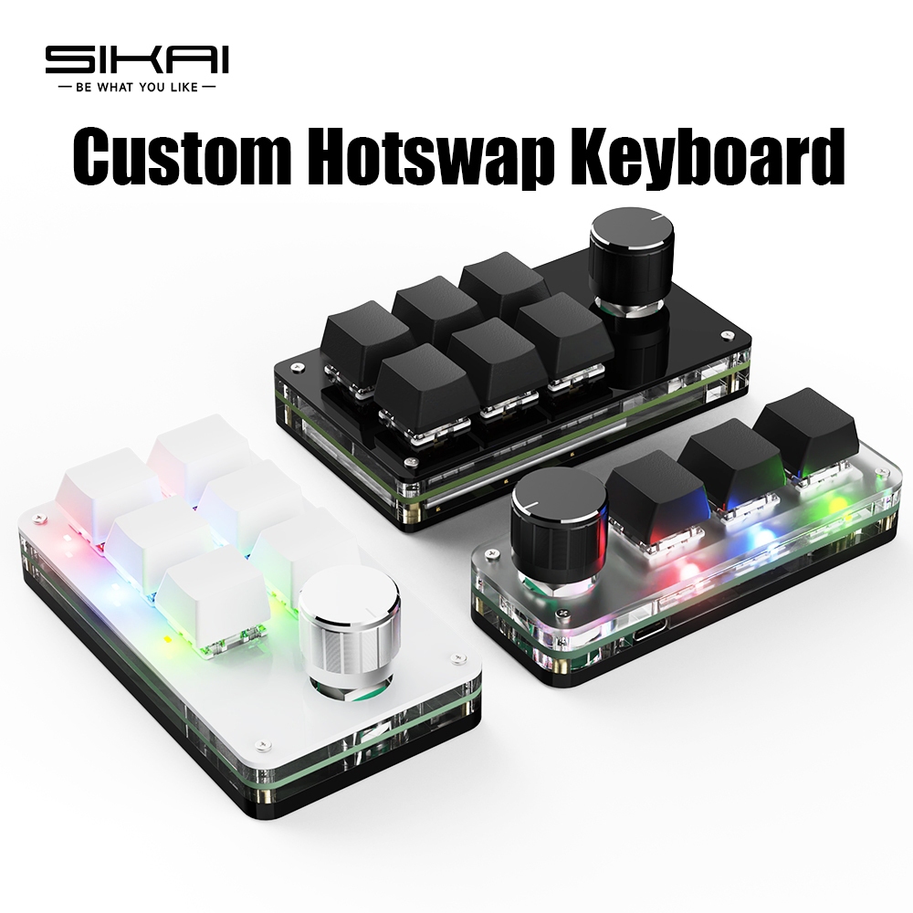 SIKAI การเขียนโปรแกรม Macro Custom Knob คีย์บอร์ด RGB 3 Key Copy Paste ปุ่มมินิ Photoshop ปุ่มกดสําห