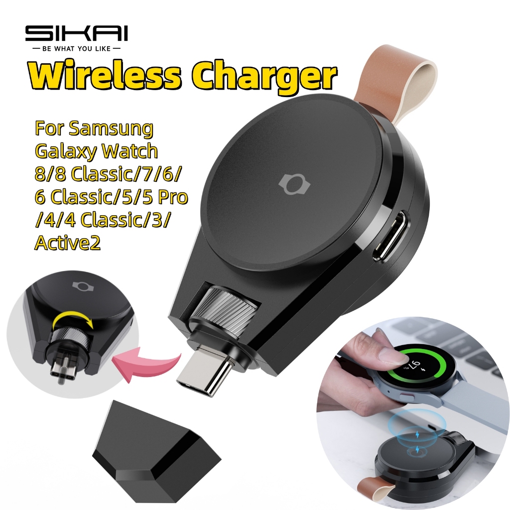 เครื่องชาร์จนาฬิกาไร้สายสําหรับ Samsung Galaxy Watch 8/8 Classic/7/6 Classic/5/5 Pro/4/4 Classic/3/Active2 Portable Smart Watch Charger สําหรับ Samsung Galaxy Watch 7/6/6 คลาสสิก/