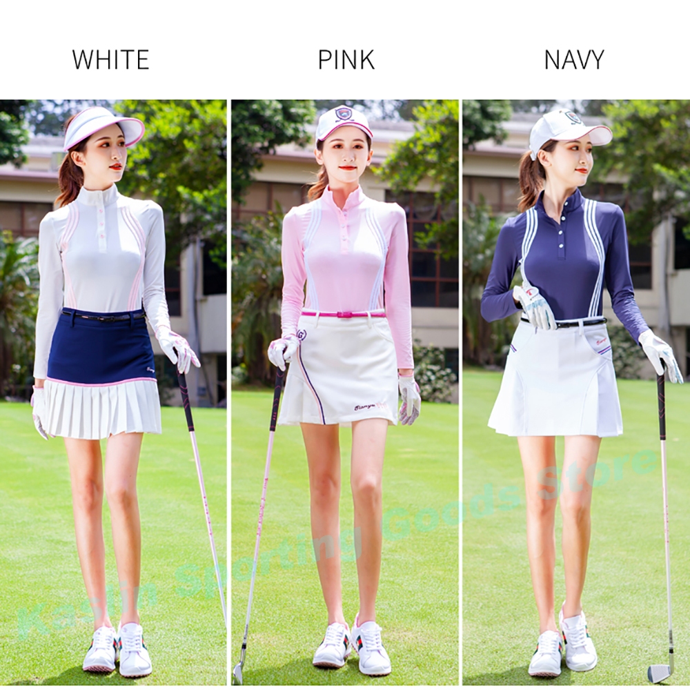 เสื้อกอล์ฟสุภาพสตรีแขนยาว แห้งเร็วและป้องกันแสงแดด