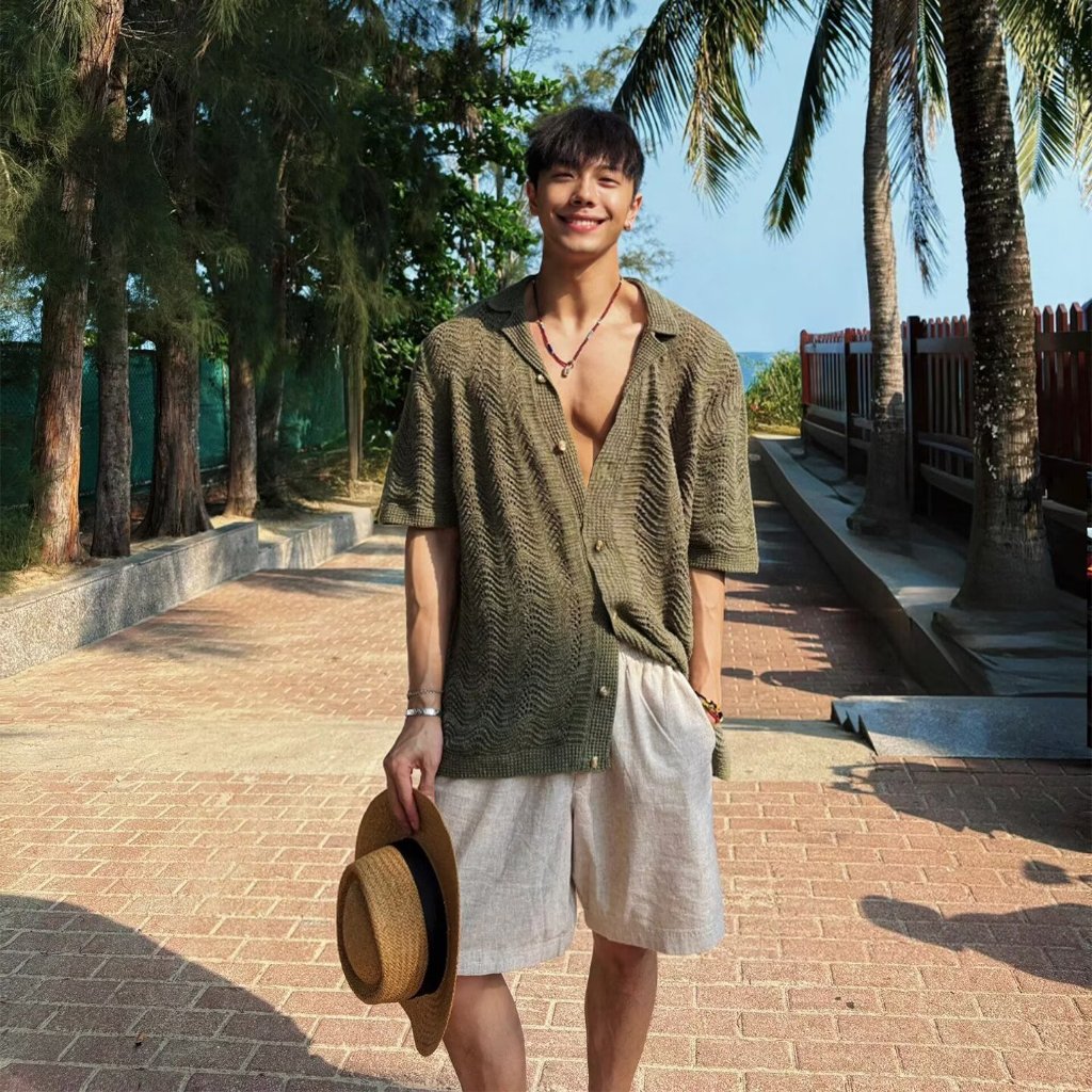 Retro Old Money สไตล์ Jacquard Cuban Collar เสื้อผู้ชาย 2026 ฤดูร้อนบางสไตล์อินเทรนด์ High-End ผู้ชายเสื้อแขนสั้น