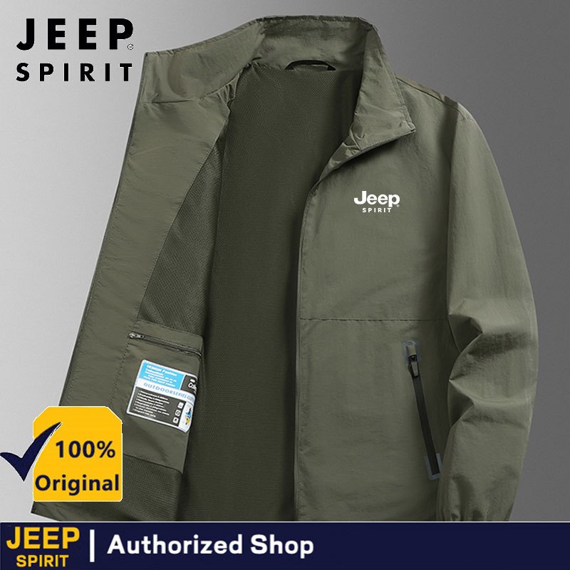 เสื้อกั๊กแจ็คเก็ต Jeep Spirit กันลม สำหรับใส่ออกกำลังกายในฤดูใบไม้ผลิและฤดูใบไม้ร่วง