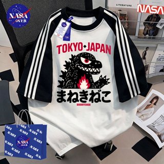 【จัดส่งจากกรุงเทพฯ】🔥NASA เสื้อผ้าฤดูร้อน สามแถบ สีขาวผสมดำ o…