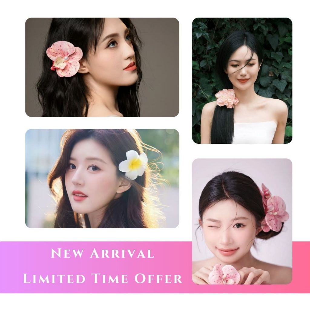 กิ๊บติดผมดอกไม้พรีเมียม สไตล์ลูกคุณหนู เรียบหรูดูแพง รุ่น PT0331