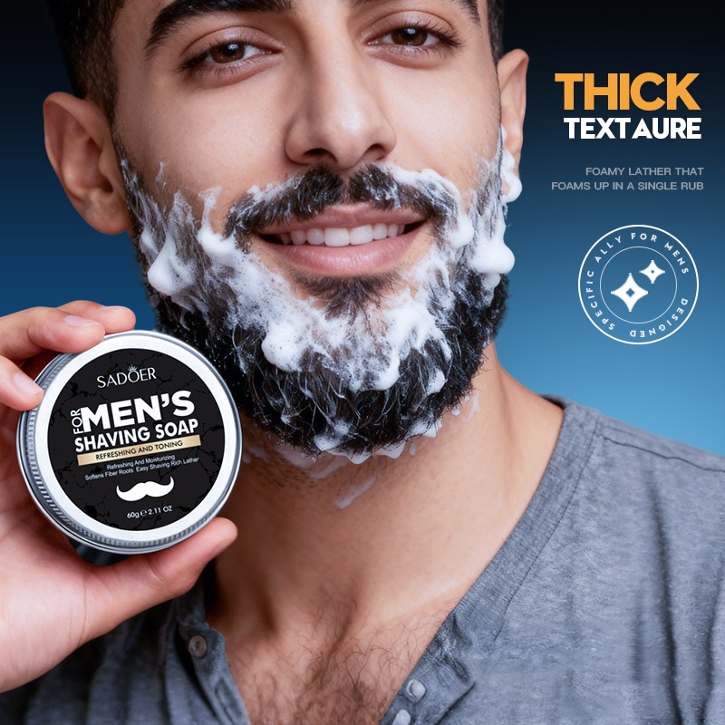 [คลังสินค้าพร้อม] SADOER Men Shaving Soap 60g Soften Beard Smooth Shaving Facial Care