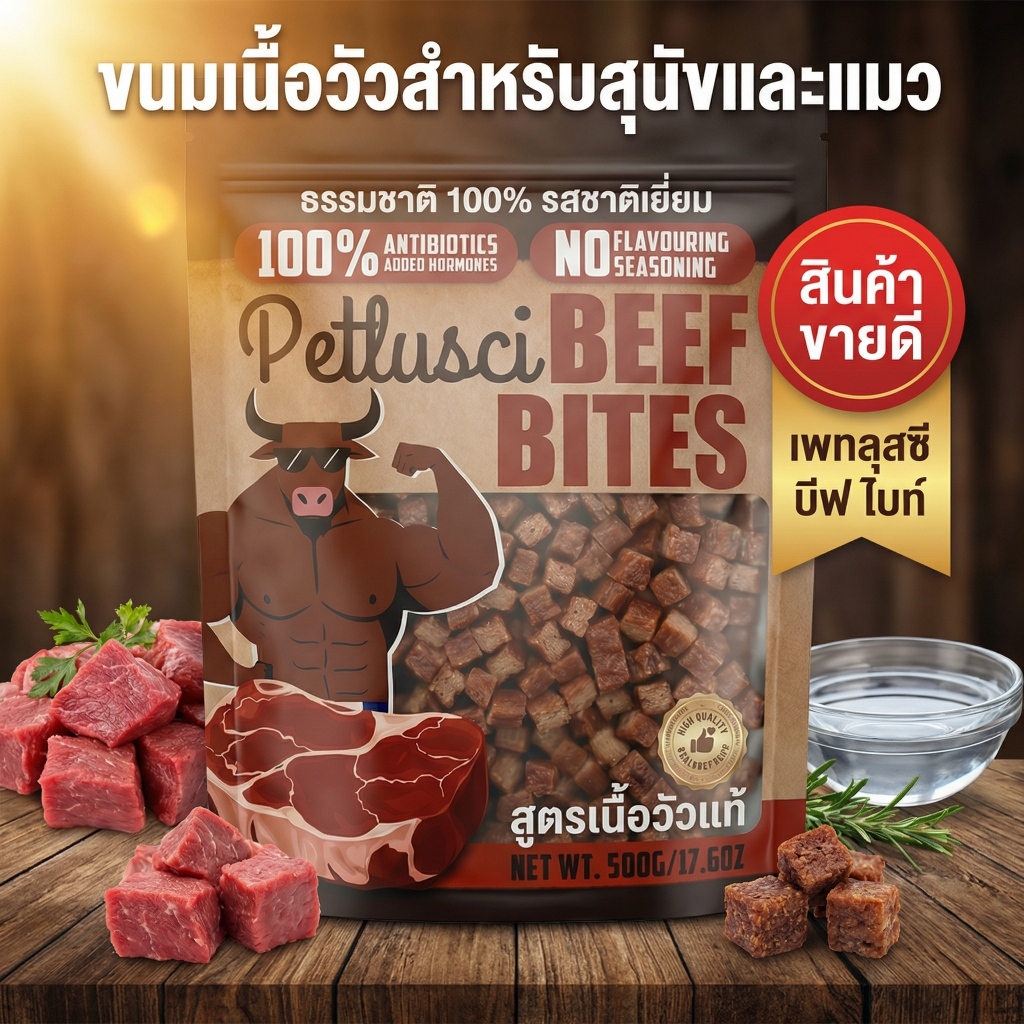 🐶 500 กรัม🔥ขนมสุนัข ขนมแมว โปรตีนสูง สด อร่อย เนื้อวัวอบแห้งสำหรับสุนัข เนื้ออบแห้ง 100% ขนมหมา 🔥สินค้ามาใหม่🔥