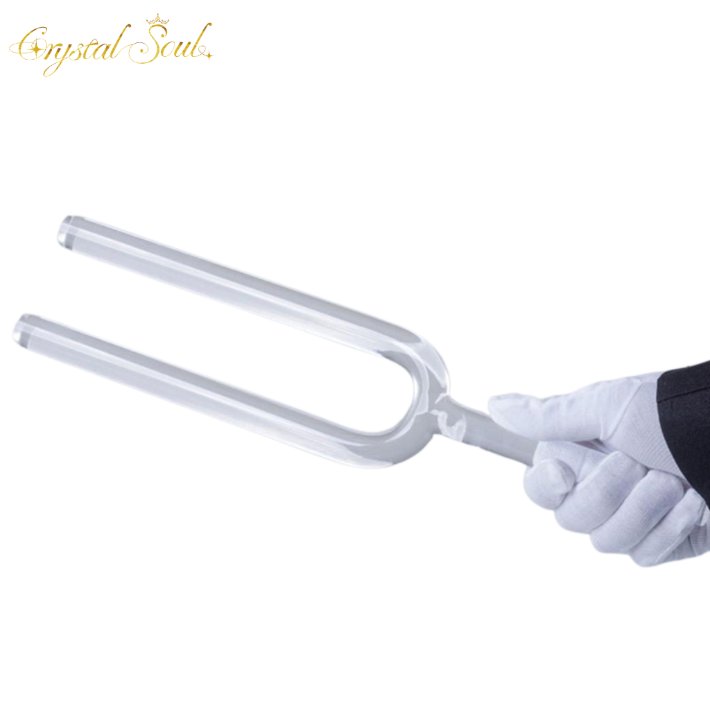 Crystal Soul Crystal Tuning Fork 432Hz Clear Crystal Singing Fork Customizable ใช้สำหรับโยคะการนั่งส