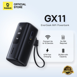 【24-Month Warranty】Baseus EnerGeek GX11 MiFi Power Bank 20000mAh 67W Powerbank for Phone iPad Cosmic Black