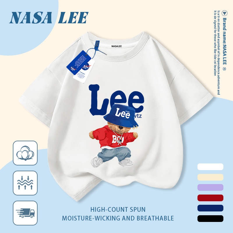 2025สินค้าใหม่! เสื้อยืดแขนสั้นสำหรับเด็กNASAสบายและนุ่ม ผ้าฝ้ายแท้ 100% เสื้อเด็กเด็กชาย