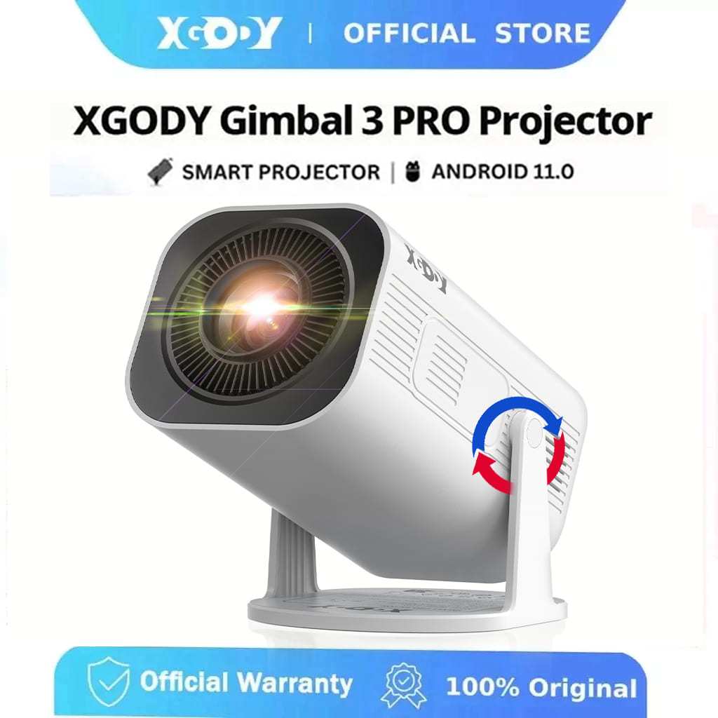 XGODY Gimbal 3PRO โปรเจคเตอร์ Android 11 ความคมชัด 1080P ดับเบิ้ลไวไฟ เสียงดี มีลำโพงในตัว