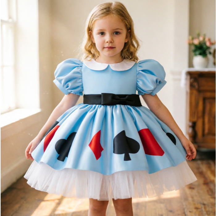FSMKTZ ชุดเจ้าหญิงเด็ก Alice Dress-up Party Gown ชุดคอสเพลย์ที่สวยงาม ALS01