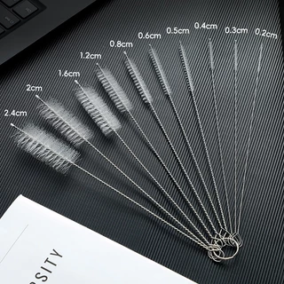 10ชิ้น แปรงฟางสแตนเลส 304 เกรดอาหารพร้อมขนไนล่อนสําหรับขวดนม จุกนม ถ้วย และทําความสะอาด