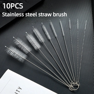 10ชิ้น 304 แปรงฟางไนลอนสแตนเลสสําหรับขวดนม จุกนม และถ้วยหัดด…