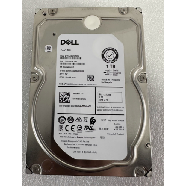 สําหรับ DELL 1T SAS 7.2K 3.5 นิ้ว 0H0R8N 12G ST1000NM0085 เซิร์ฟเวอร์ฮาร์ดไดรฟ์