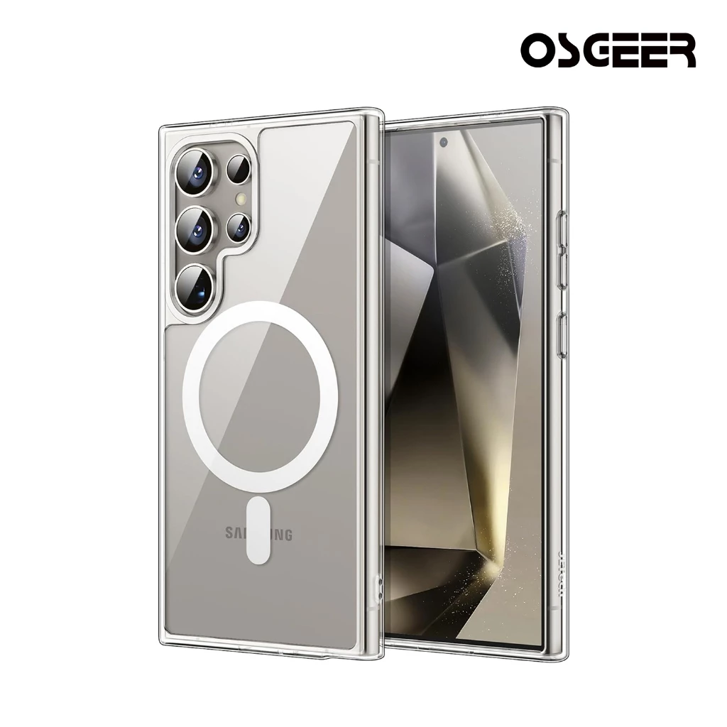 OSGEER สําหรับ Samsung Galaxy S26 S25 S24 S23 S22 Ultra เคสแม่เหล็กใสสีเหลือง ทนทาน